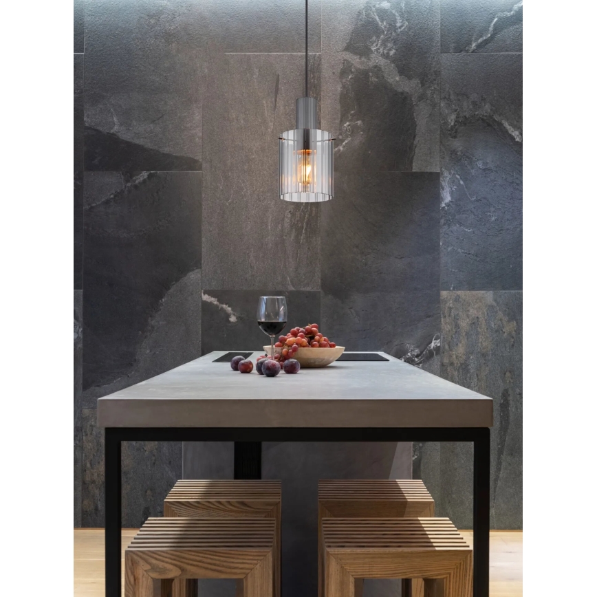Globo - Lampadario a sospensione con filo 1xE27/40W/230V diametro 18 cm grigio
