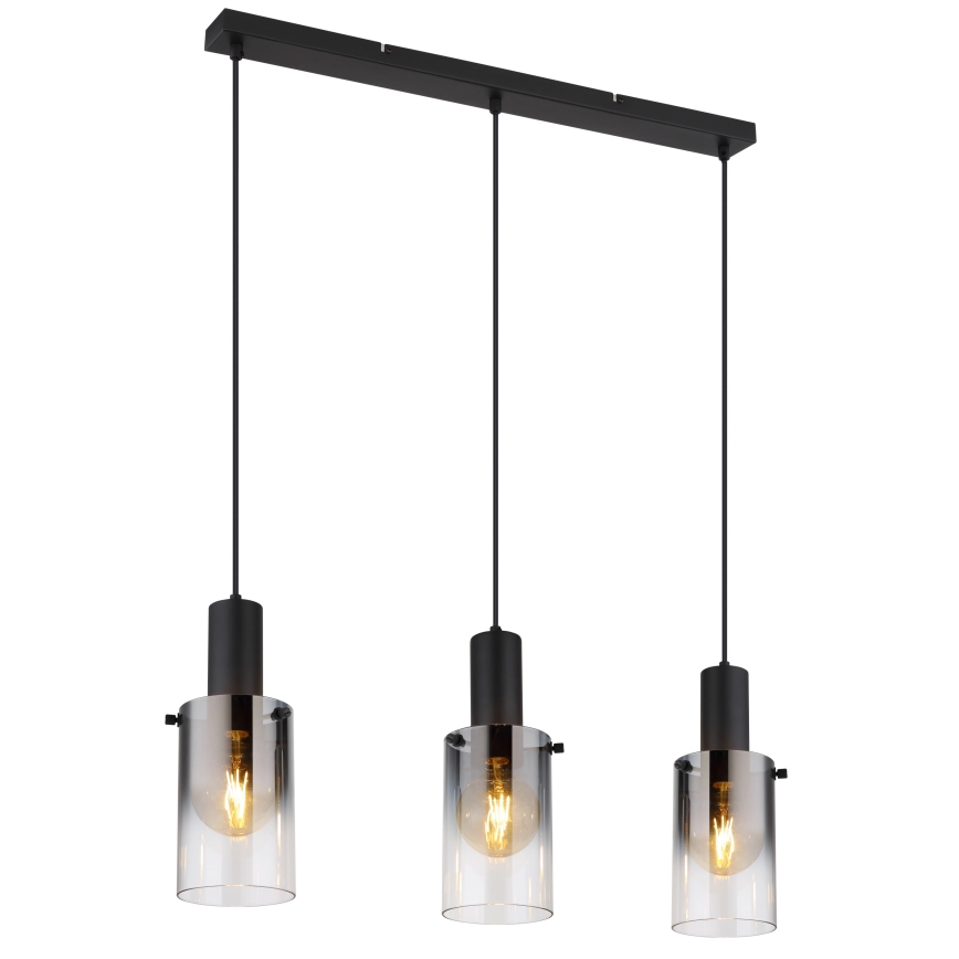 Globo - Lampadario a sospensione con filo 3xE27/40W/230V nero