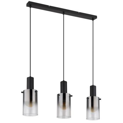 Globo - Lampadario a sospensione con filo 3xE27/40W/230V nero