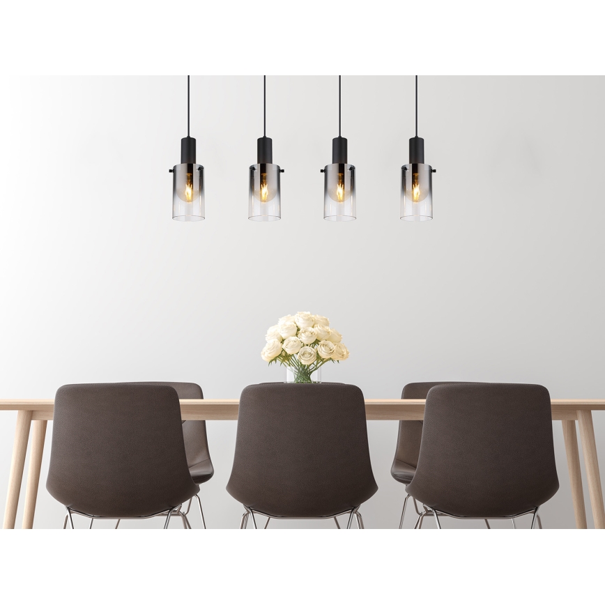 Globo - Lampadario a sospensione con filo 4xE27/40W/230V nero