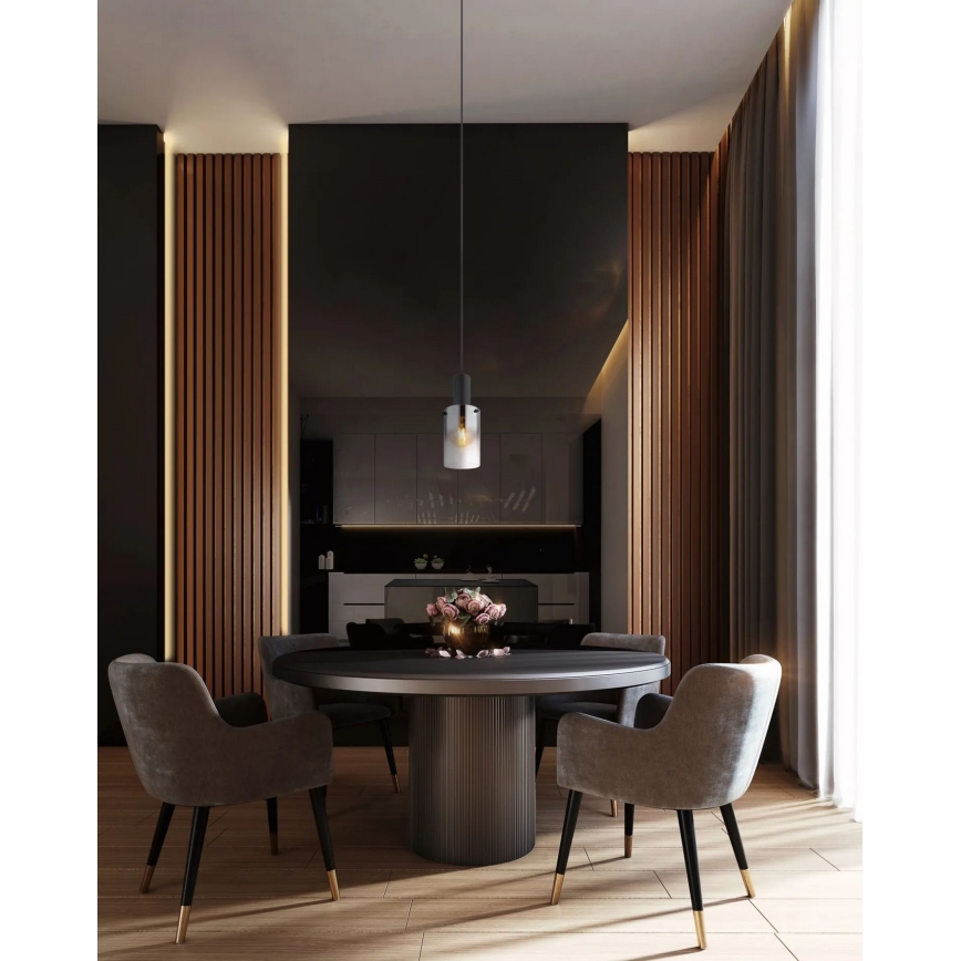 Globo - Lampadario a sospensione con filo 1xE27/40W/230V diametro 12,5 cm nero