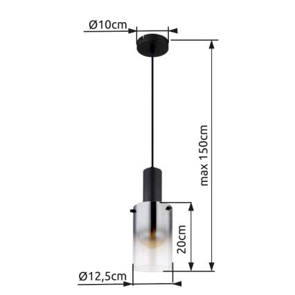 Globo - Lampadario a sospensione con filo 1xE27/40W/230V diametro 12,5 cm nero