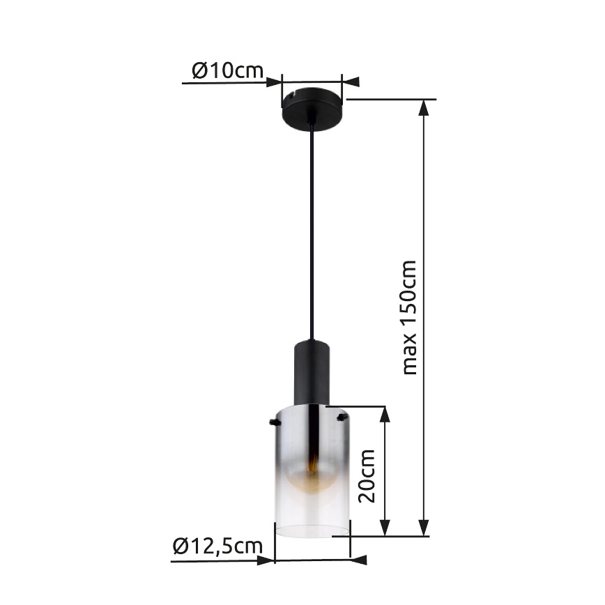 Globo - Lampadario a sospensione con filo 1xE27/40W/230V diametro 12,5 cm nero