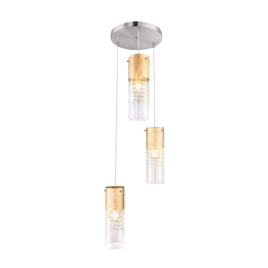 Globo - Lampadario a sospensione con filo 3xE27/60W/230V diametro 30 cm oro