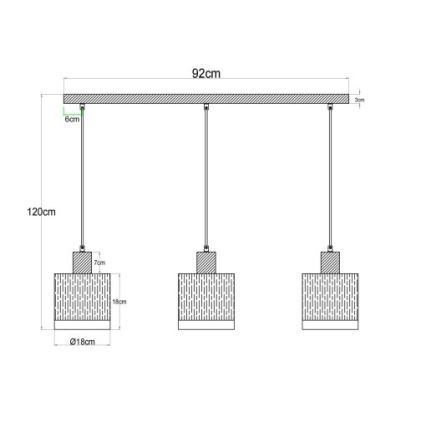 Globo - Lampadario a sospensione con cavo 3xE27/60W/230V