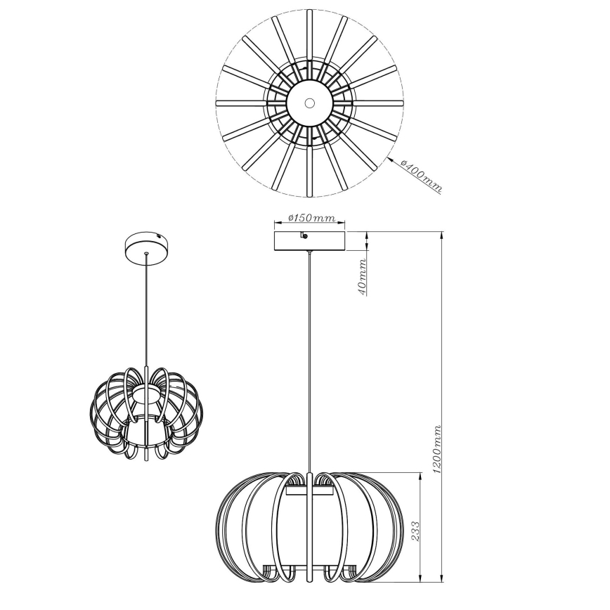 Globo - Lampada a sospensione LED dimmerabile a cavo LED/40W/230V 3000K nero