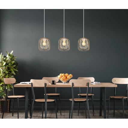 Globo - Lampada a sospensione con cavo 3xE27/40W/230V beige/bianco