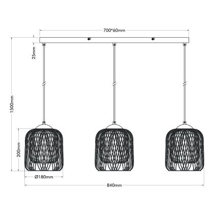 Globo - Lampada a sospensione con cavo 3xE27/40W/230V beige/bianco