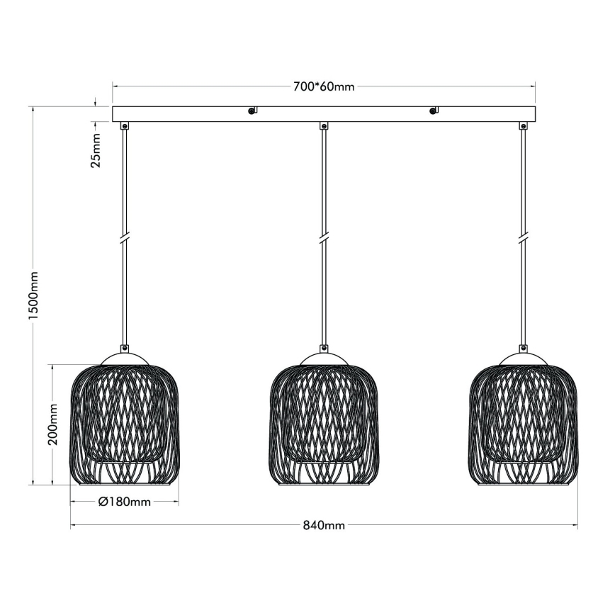 Globo - Lampada a sospensione con cavo 3xE27/40W/230V beige/bianco