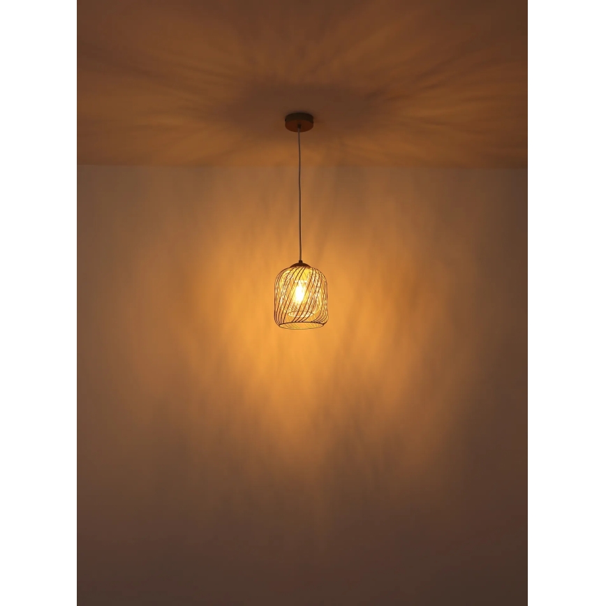 Globo - Lampada a sospensione con cavo 1xE27/40W/230V Ø 18 cm beige/bianco