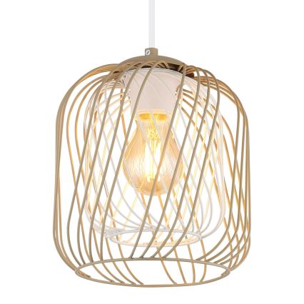 Globo - Lampada a sospensione con cavo 1xE27/40W/230V Ø 18 cm beige/bianco