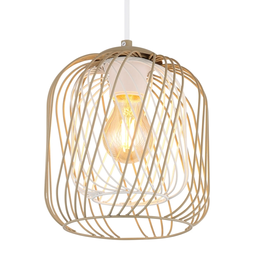 Globo - Lampada a sospensione con cavo 1xE27/40W/230V Ø 18 cm beige/bianco