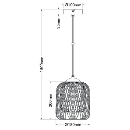 Globo - Lampadario sospeso con cavo 1xE27/40W/230V diam. 18 cm