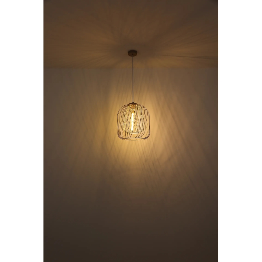 Globo - Lampadario a sospensione su cavo 1xE27/40W/230V Ø 35 cm beige/bianco