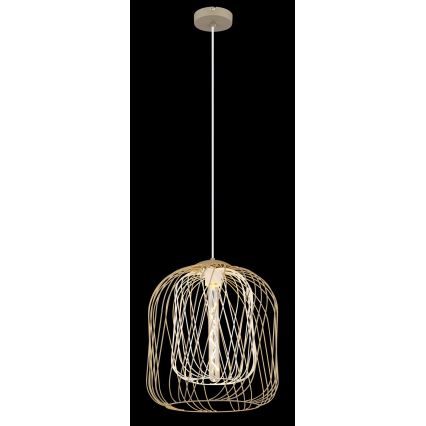 Globo - Lampadario a sospensione su cavo 1xE27/40W/230V Ø 35 cm beige/bianco