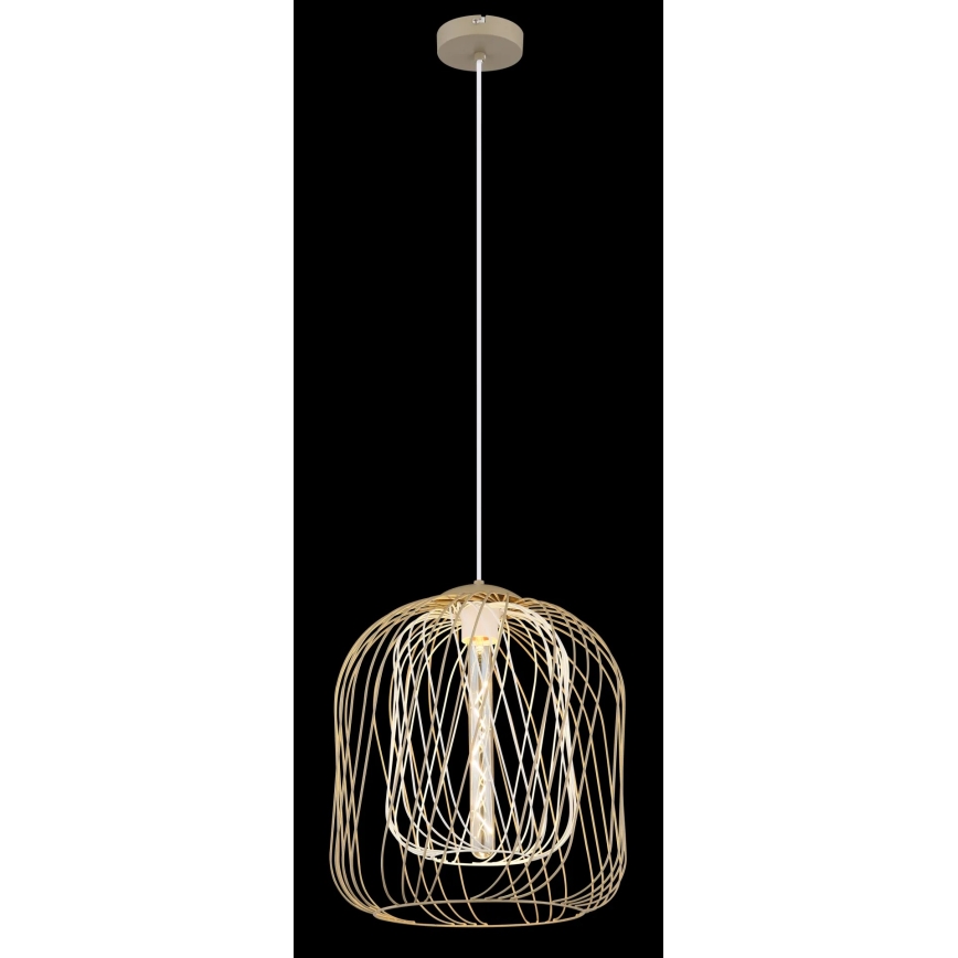 Globo - Lampadario a sospensione su cavo 1xE27/40W/230V Ø 35 cm beige/bianco