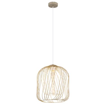 Globo - Lampadario a sospensione su cavo 1xE27/40W/230V Ø 35 cm beige/bianco