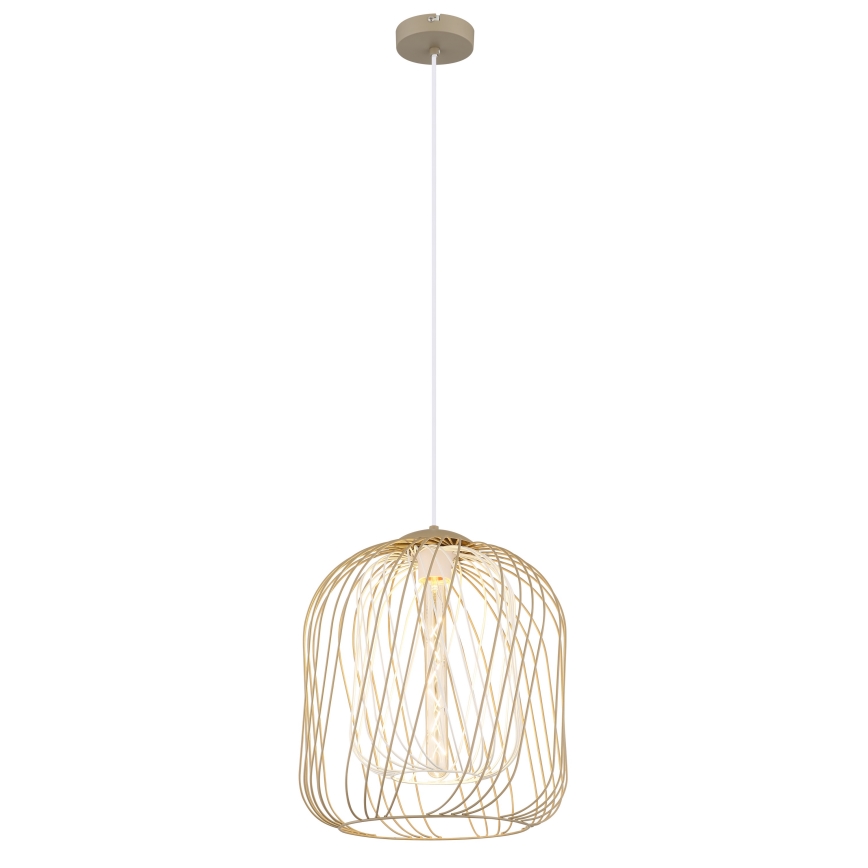 Globo - Lampadario a sospensione su cavo 1xE27/40W/230V Ø 35 cm beige/bianco