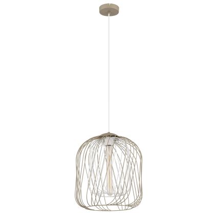 Globo - Lampadario a sospensione su cavo 1xE27/40W/230V Ø 35 cm beige/bianco