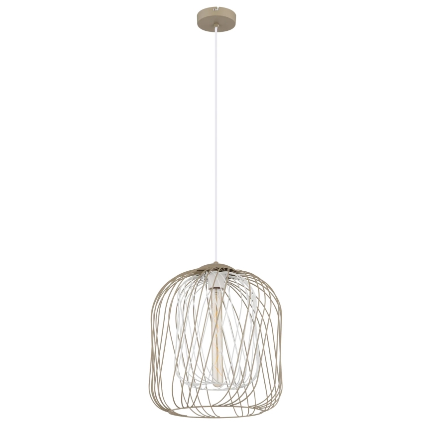 Globo - Lampadario a sospensione su cavo 1xE27/40W/230V Ø 35 cm beige/bianco