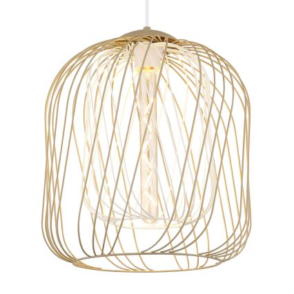 Globo - Lampadario a sospensione su cavo 1xE27/40W/230V Ø 35 cm beige/bianco