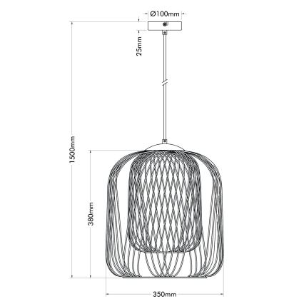 Globo - Lampadario a sospensione su cavo 1xE27/40W/230V Ø 35 cm beige/bianco