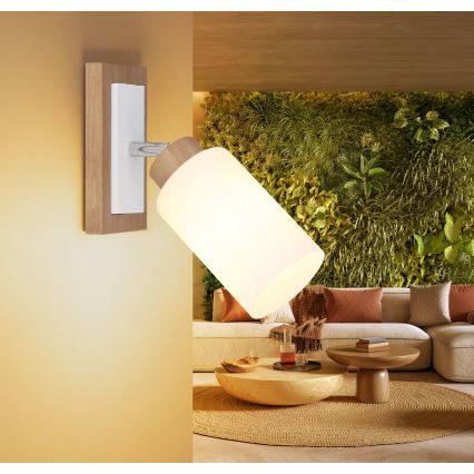 Globo - Faretto da parete 1xE27/60W/230V rovere/bianco