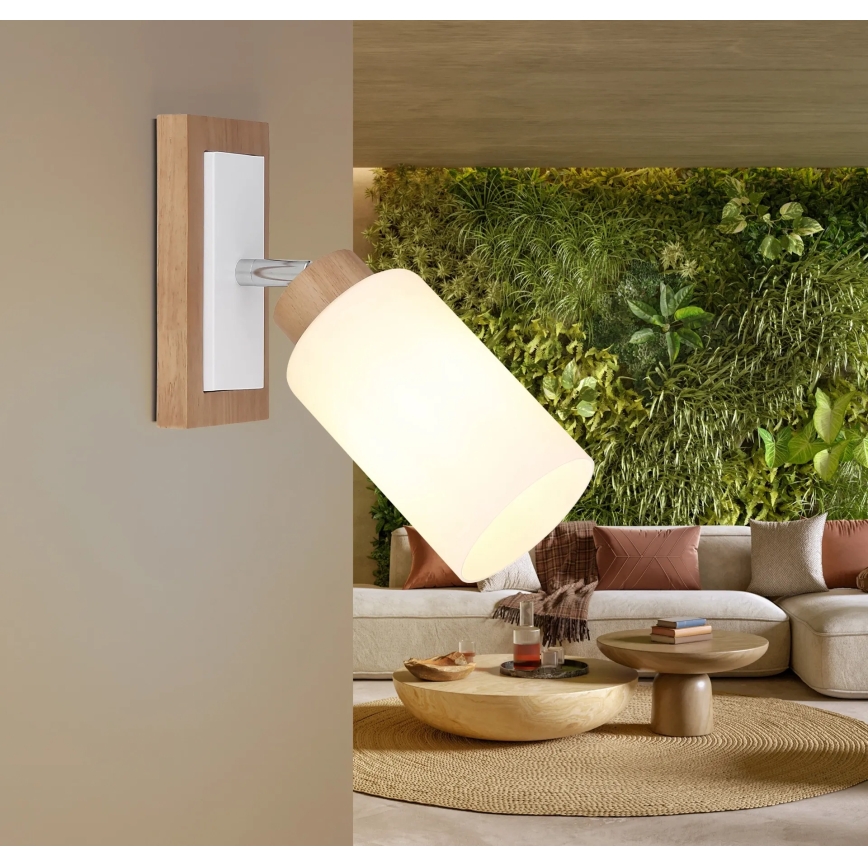 Globo - Faretto da parete 1xE27/60W/230V rovere/bianco