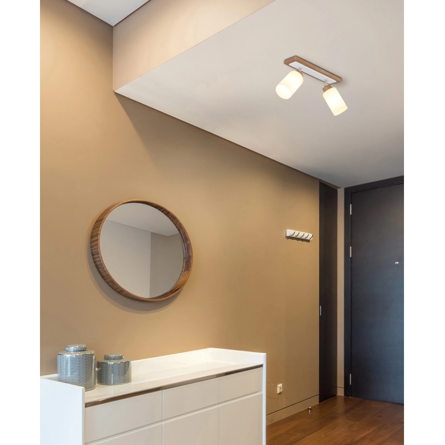 Globo - Faretto 2xE27/60W/230V rovere/bianco