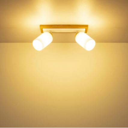 Globo - Faretto 2xE27/60W/230V rovere/bianco