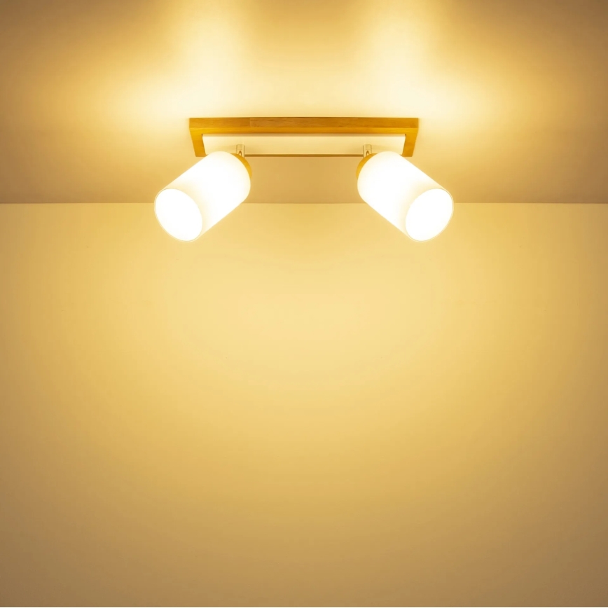 Globo - Faretto 2xE27/60W/230V rovere/bianco