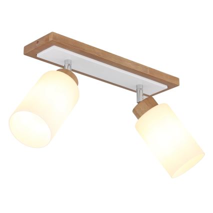 Globo - Faretto 2xE27/60W/230V rovere/bianco