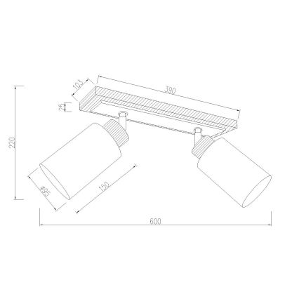 Globo - Faretto 2xE27/60W/230V rovere/bianco