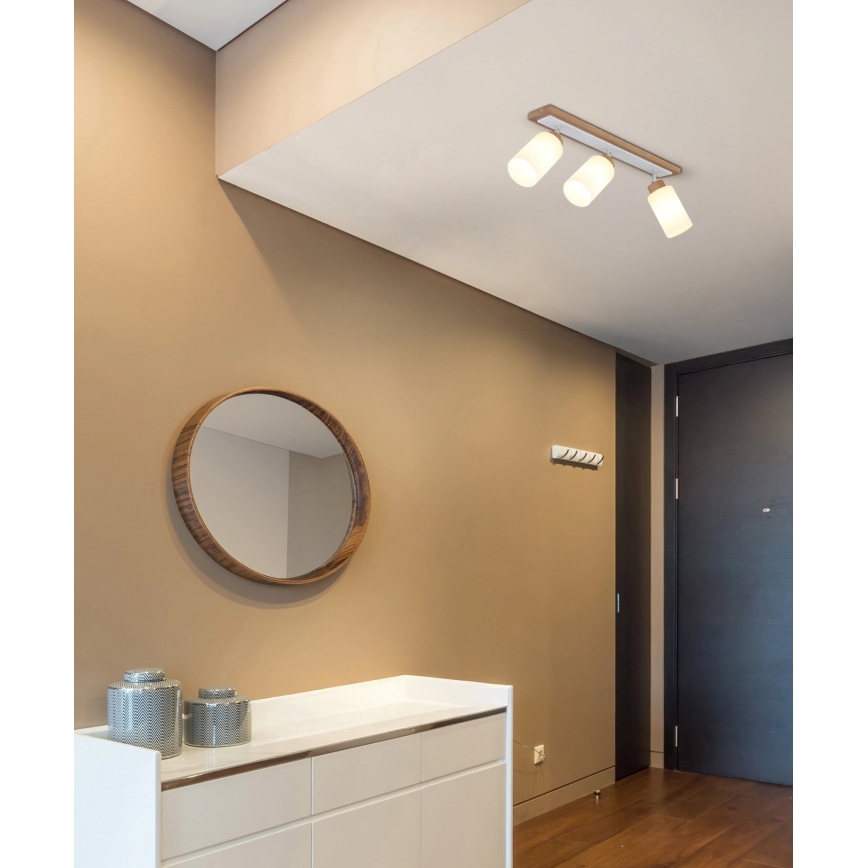 Globo - Faretto 3xE27/60W/230V rovere/bianco
