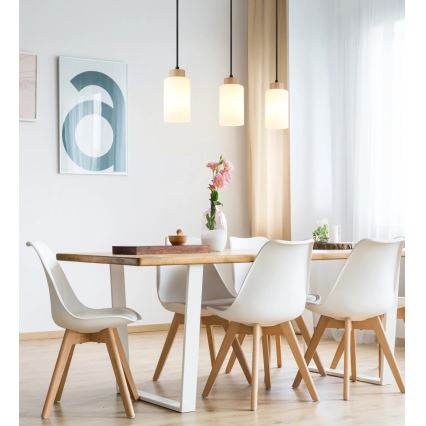 Globo - Lampadario a sospensione con cavo 3xE27/60W/230V rovere/bianco