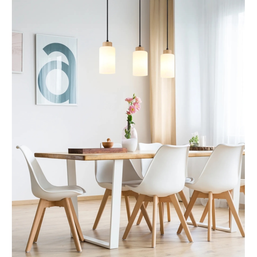 Globo - Lampadario a sospensione con cavo 3xE27/60W/230V rovere/bianco