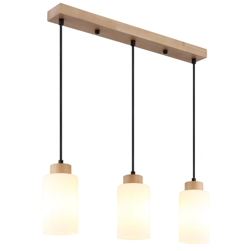 Globo - Lampadario a sospensione con cavo 3xE27/60W/230V rovere/bianco