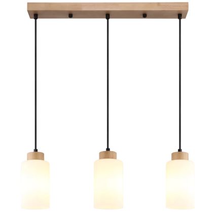 Globo - Lampadario a sospensione con cavo 3xE27/60W/230V rovere/bianco