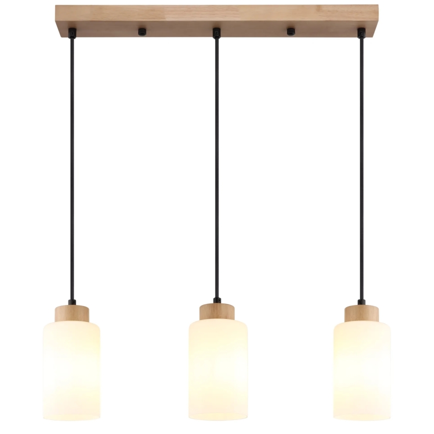 Globo - Lampadario a sospensione con cavo 3xE27/60W/230V rovere/bianco