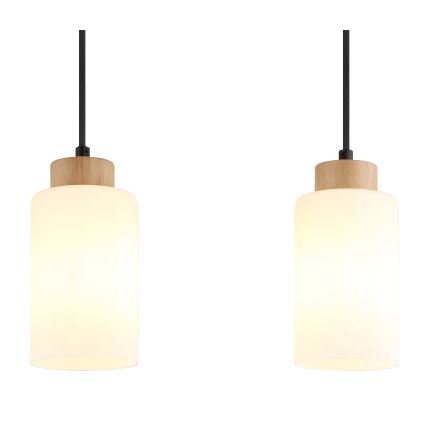 Globo - Lampadario a sospensione con cavo 3xE27/60W/230V rovere/bianco