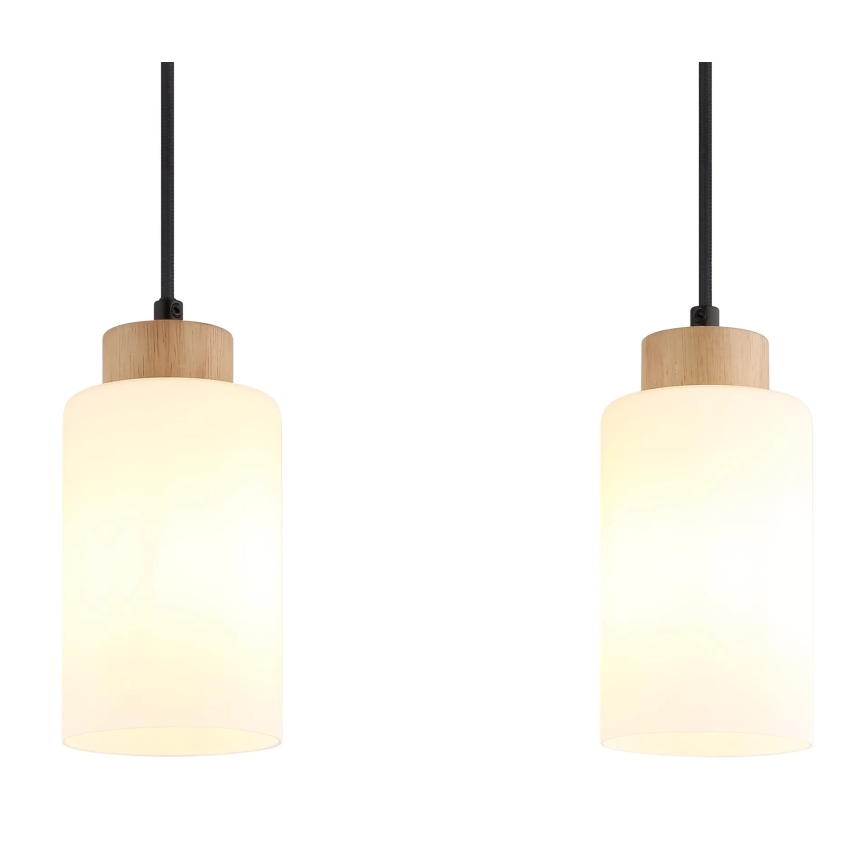 Globo - Lampadario a sospensione con cavo 3xE27/60W/230V rovere/bianco