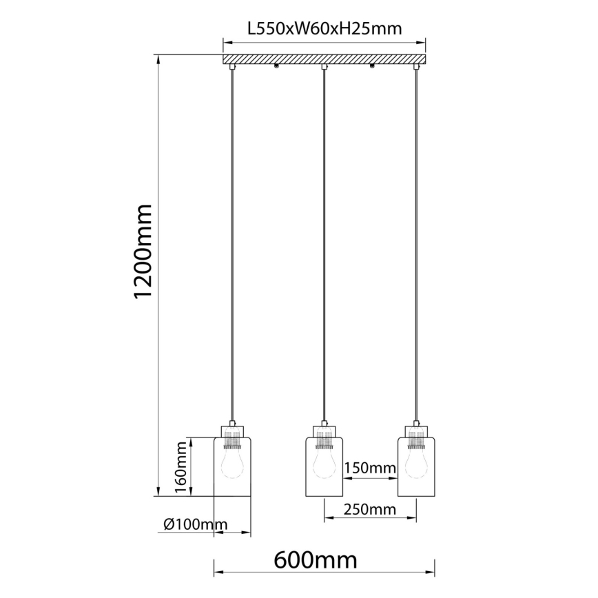 Globo - Lampadario a sospensione con cavo 3xE27/60W/230V rovere/bianco