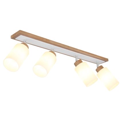 Globo - Plafoniera con 4 faretti 4xE27/60W/230V, rovere/bianco