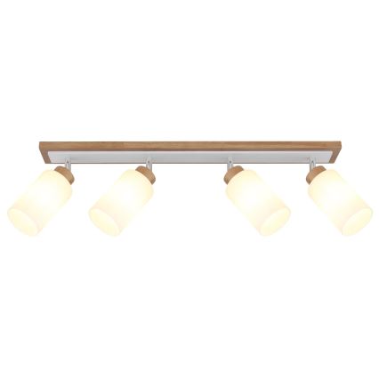 Globo - Plafoniera con 4 faretti 4xE27/60W/230V, rovere/bianco