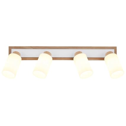 Globo - Plafoniera con 4 faretti 4xE27/60W/230V, rovere/bianco