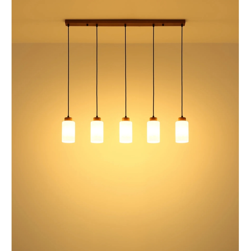 Globo - Lampadario a cavo 5xE27/60W/230V beige/bianco