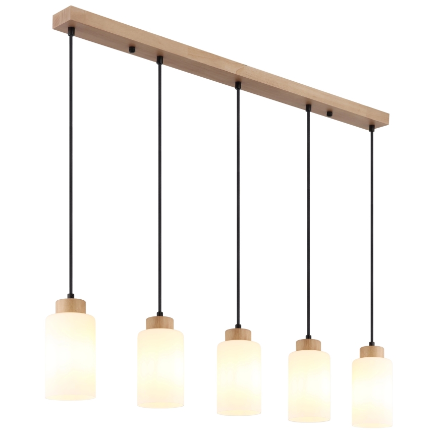 Globo - Lampadario a sospensione con cavo 5xE27/60W/230V rovere/bianco