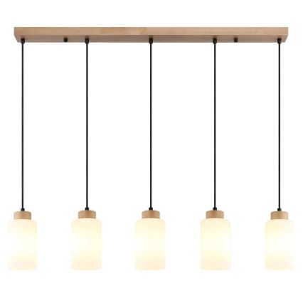 Globo - Lampadario a sospensione con cavo 5xE27/60W/230V rovere/bianco
