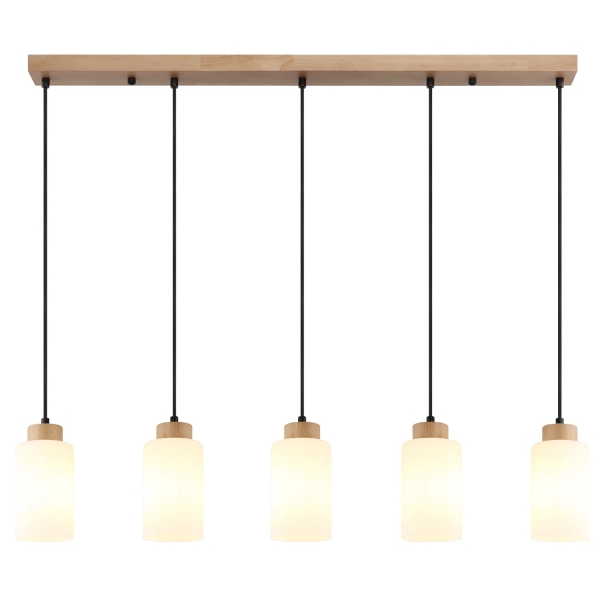 Globo - Lampadario a sospensione con cavo 5xE27/60W/230V rovere/bianco