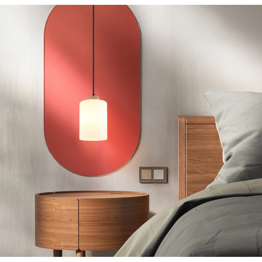 Globo - Lampadario a cavo 1xE27/60W/230V rovere/bianco